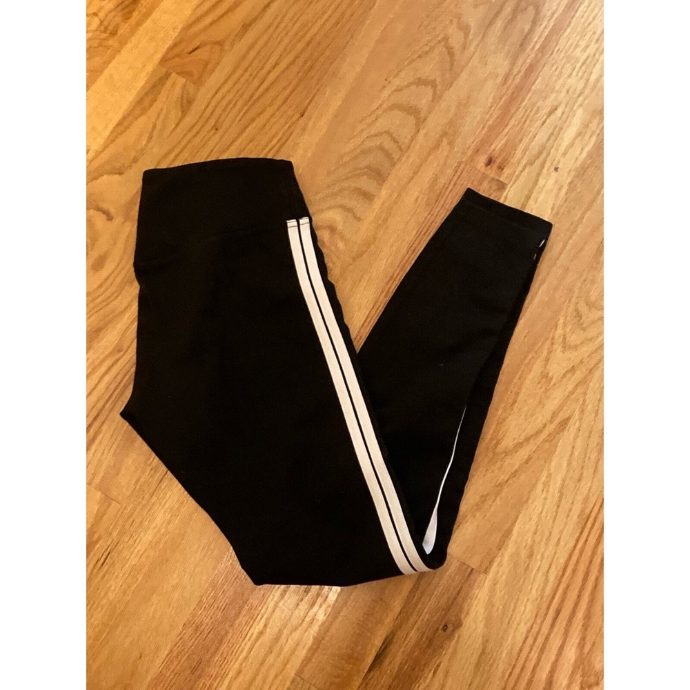 J Gall Leggings Black White Stripe Athletic Workout Athleisure‎ Size S